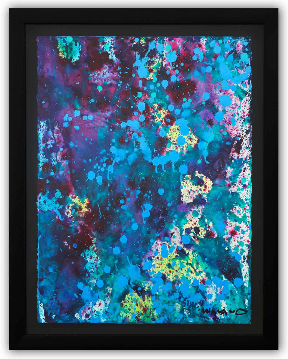 Wyland- Original Watercolor Painting on Deckle Edge Paper "Abstract Drip"