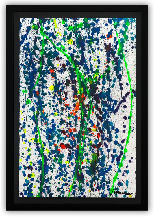 Wyland- Original Watercolor Painting on Deckle Edge Paper "Abstract Drip"