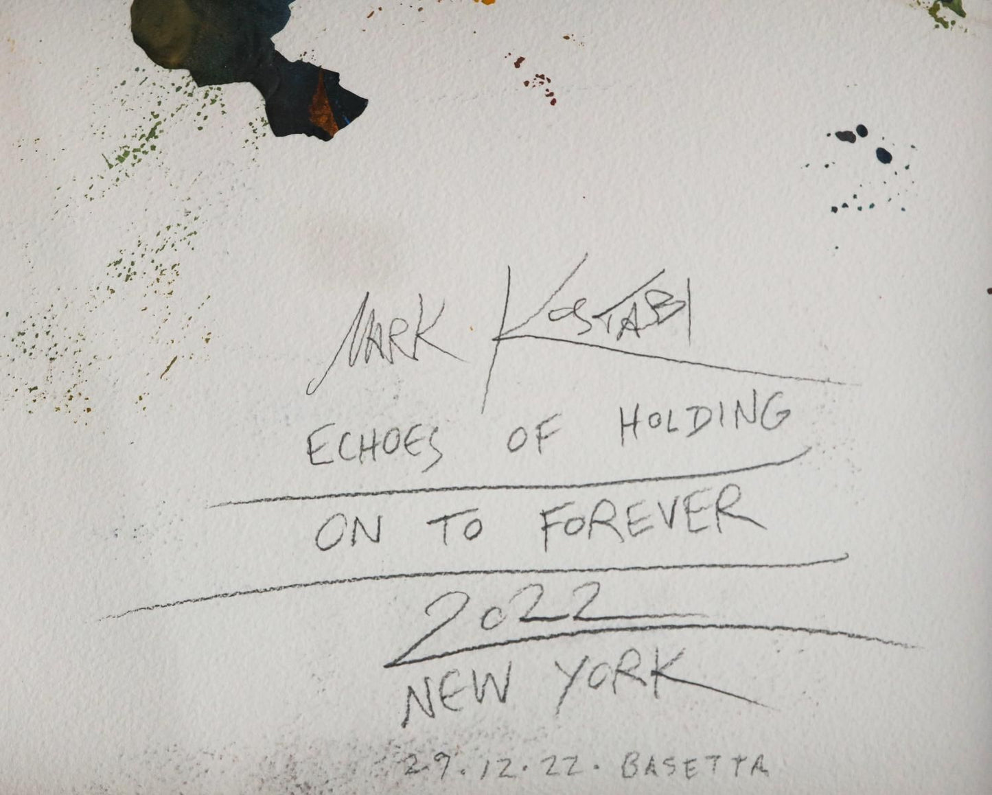 Mark Kostabi- Original Mixed Media on Paper "Echoes of Holding, 2022"