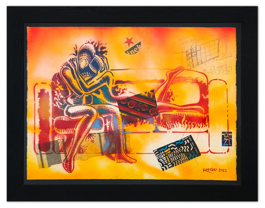 Mark Kostabi- Original Mixed Media on Paper "Our Star, 2022"