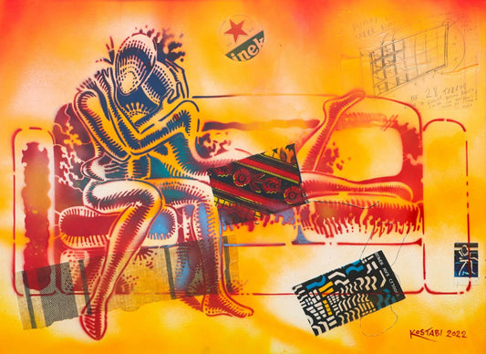 Mark Kostabi- Original Mixed Media on Paper "Our Star, 2022"
