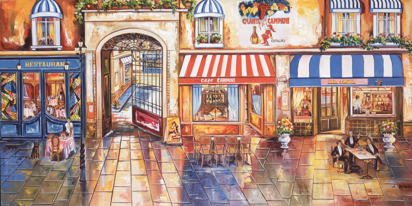 Alexander Borewko- Original Giclee on Canvas "Street Restaurants"