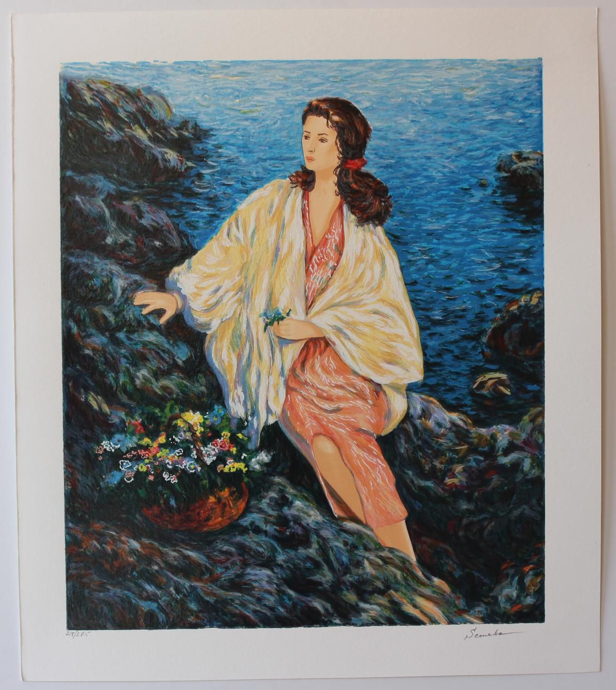 Igor Semeko- Original Serigraph on Paper "Beauty by the Seaside"