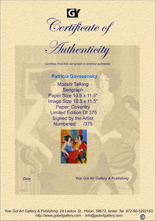 Patricia Govezensky- Set of 2 Serigraph on Paper "Noa and Models Talking"