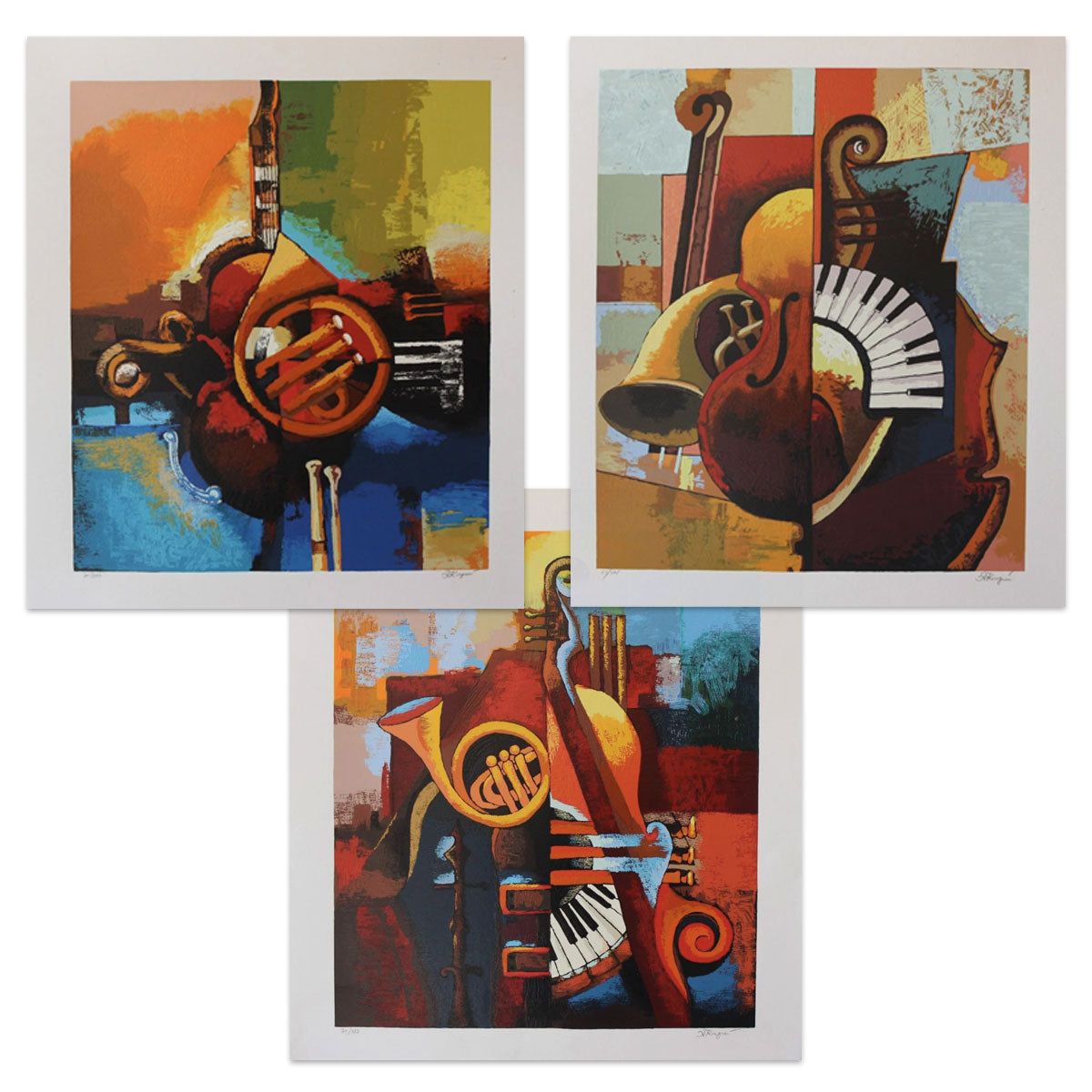 Igor Kovalev- Set of 3 Serigraph on Paper "Symphony II, Symphony III, Symphony IV"