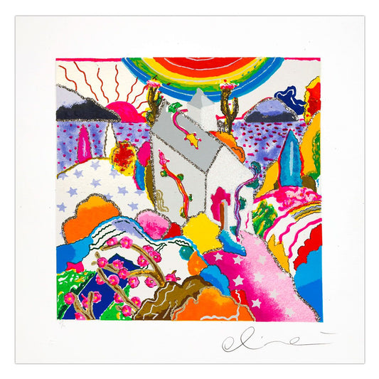 Luca Alinari- SIlkscreen on Paper "Paesaggio in Rosso"