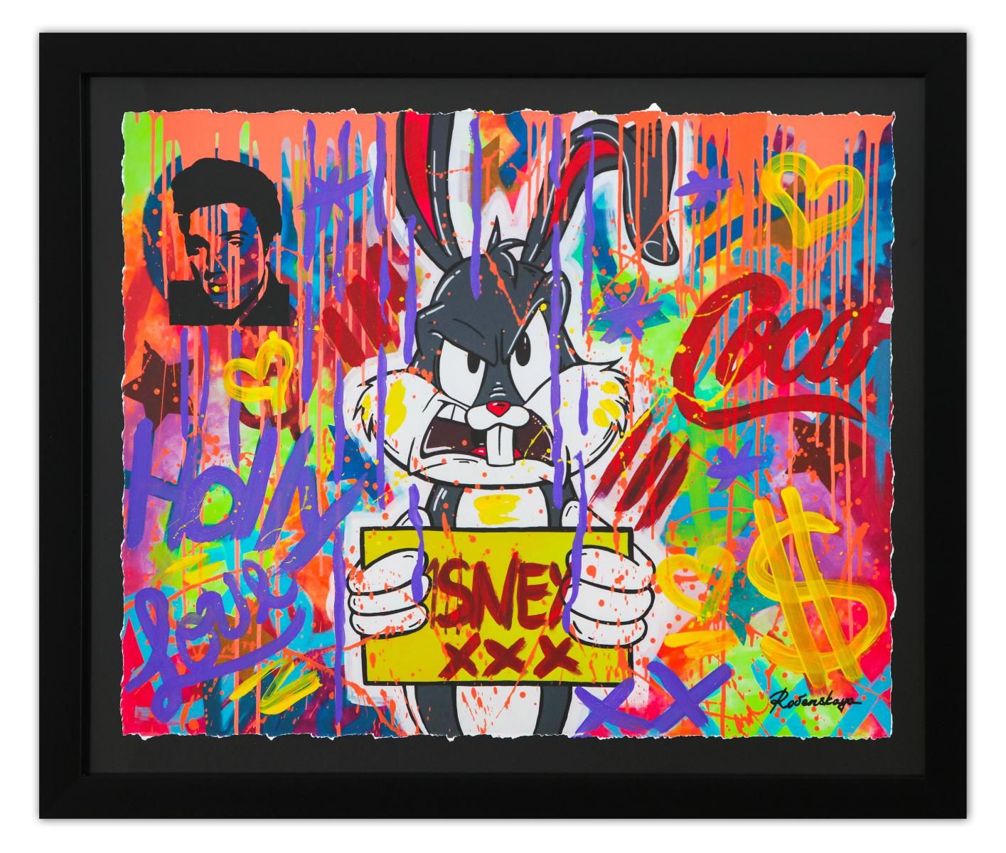 Nastya Rovenskaya- Original Mixed Media on Paper "Angry Rabbit"