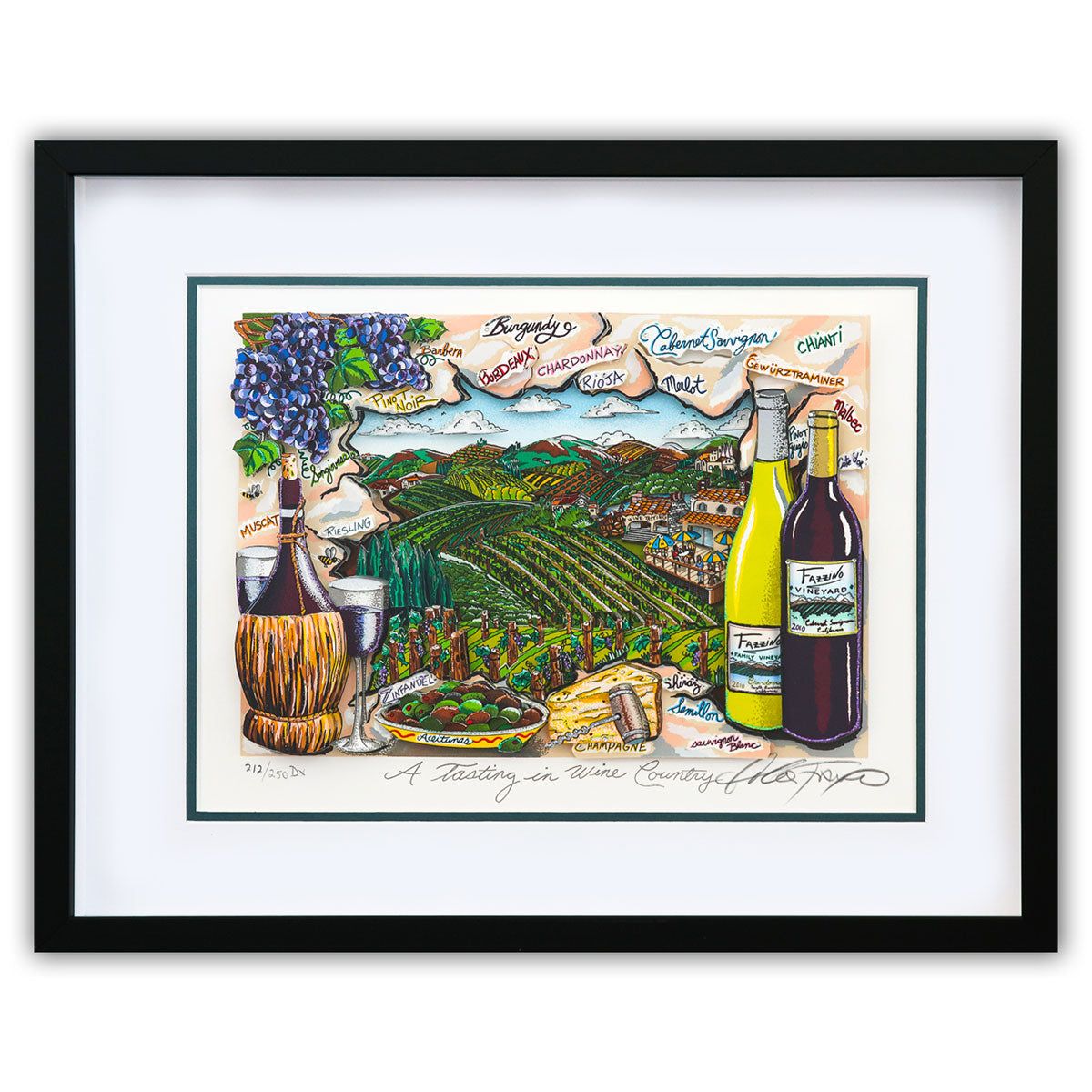 Charles Fazzino- 3D Construction Silkscreen Serigraph "A Tasting in Wine Country"