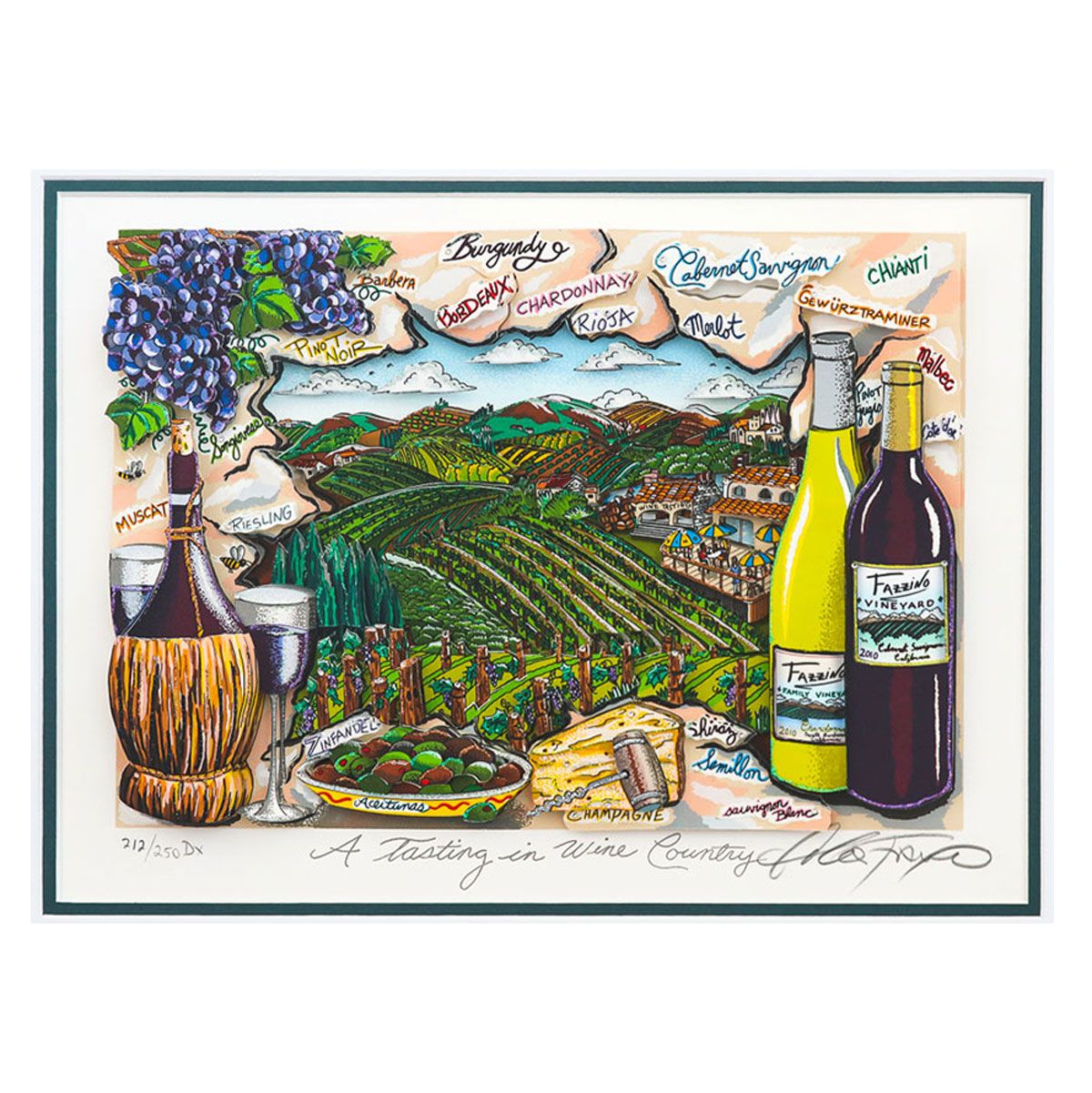 Charles Fazzino- 3D Construction Silkscreen Serigraph "A Tasting in Wine Country"