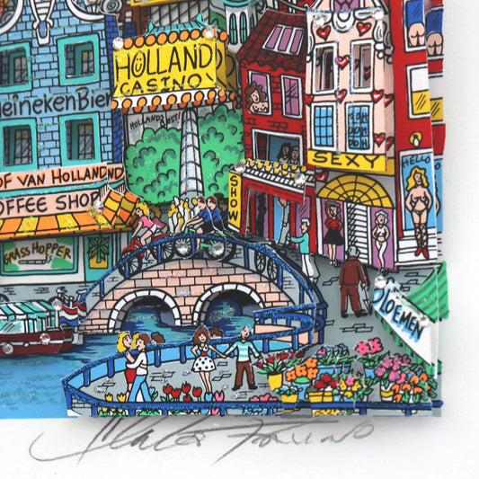 Charles Fazzino- 3D Construction Silkscreen Serigraph "Alluringly Amsterdam"