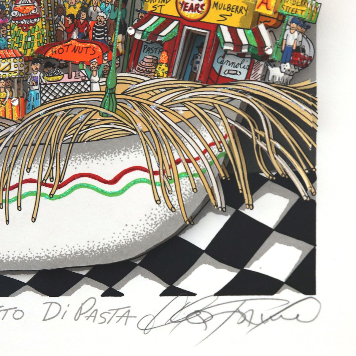 Charles Fazzino- 3D Construction Silkscreen Serigraph "Un Piatto Di Pasta"