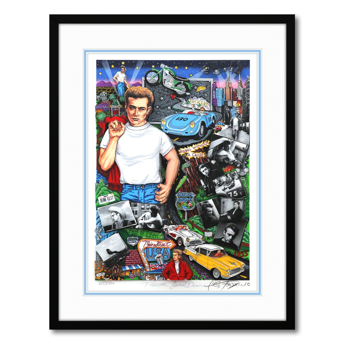Charles Fazzino- 3D Construction Silkscreen Serigraph "Forever James Dean"