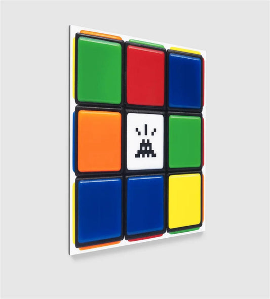 INVADER- Diasec-mounted Giclee on aluminium composite panel "Invaded Cube (NVDR1-1)"