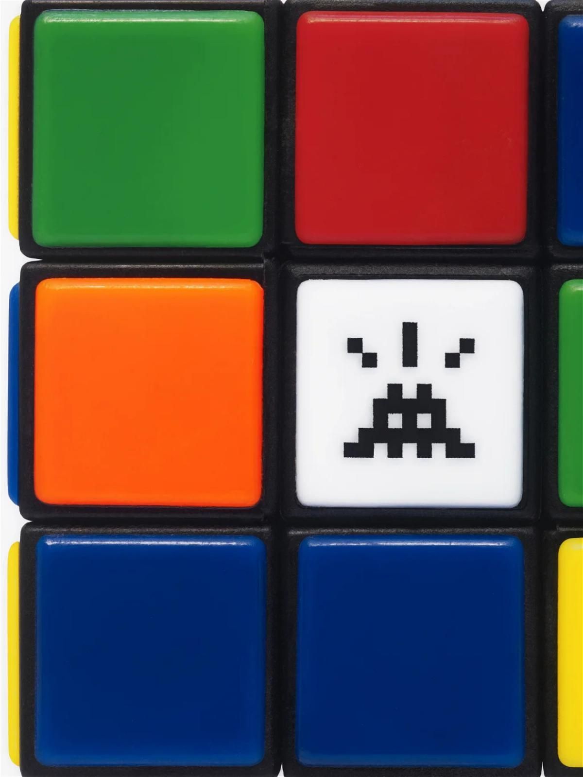 INVADER- Diasec-mounted Giclee on aluminium composite panel "Invaded Cube (NVDR1-1)"