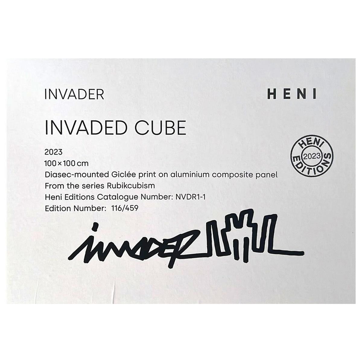 INVADER- Diasec-mounted Giclee on aluminium composite panel "Invaded Cube (NVDR1-1)"