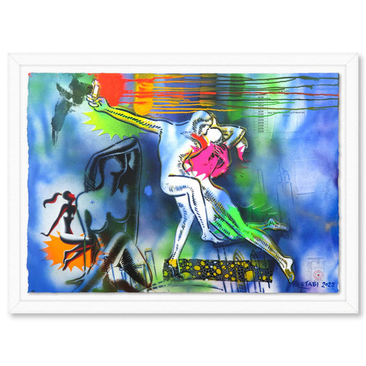 Mark Kostabi- Original Mixed Media on Paper "When Ecstasy and Harmony Collide"