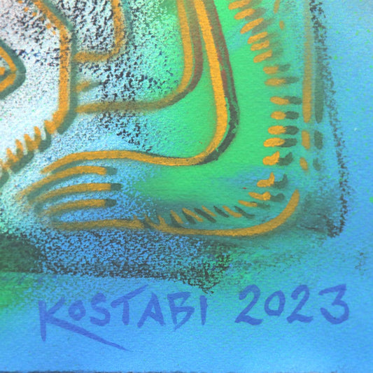 Mark Kostabi- Original Mixed Media on Paper "The Dance Of Tranquility"