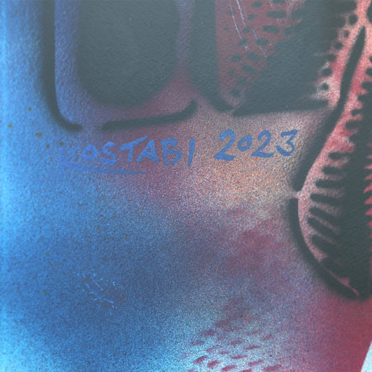 Mark Kostabi- Original Mixed Media on Paper "Chrono Embrace"