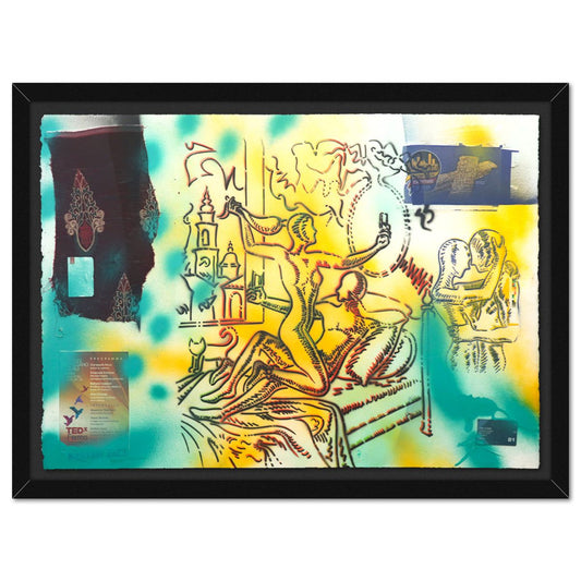Mark Kostabi- Original Mixed Media on Paper "Dreaming Of Stardom"