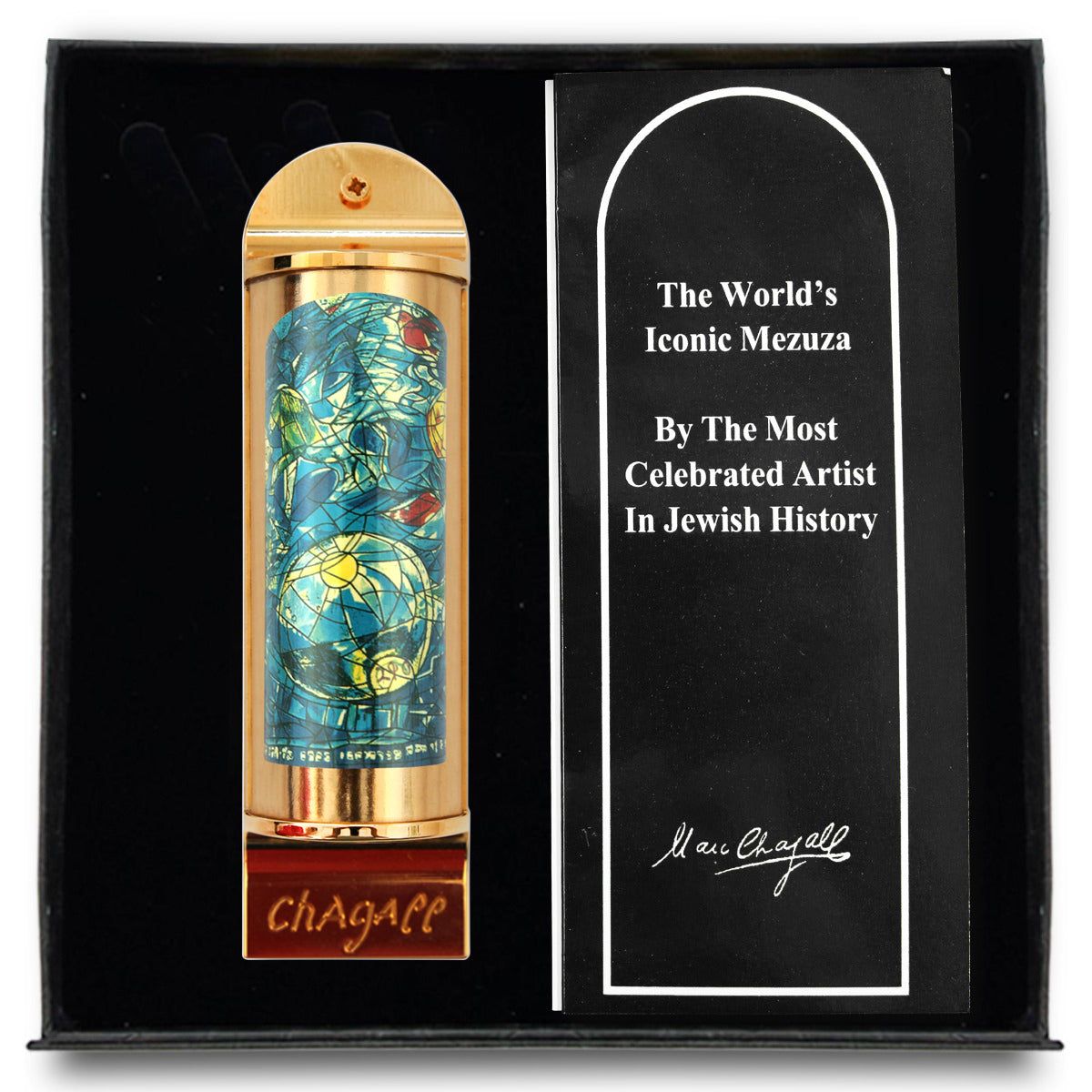 Marc Chagall- Mezuzah/ Silkscreen on 24K gold plated bronze "Simeon"