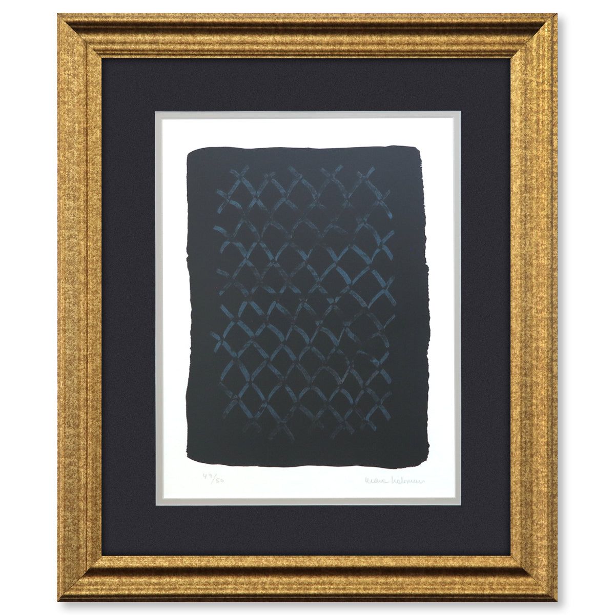 Mona Hatoum- 5 layer screenprint with high build application on Somerset 300gsm paper "The Blues no. 1-12.7.2020/2021"