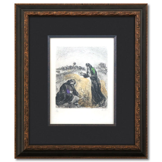 Marc Chagall- Etching with hand colouring on wove Paper "Elijah and the Widow of Sarepta, from La Bible [Cramer Book 30], 1931-39"