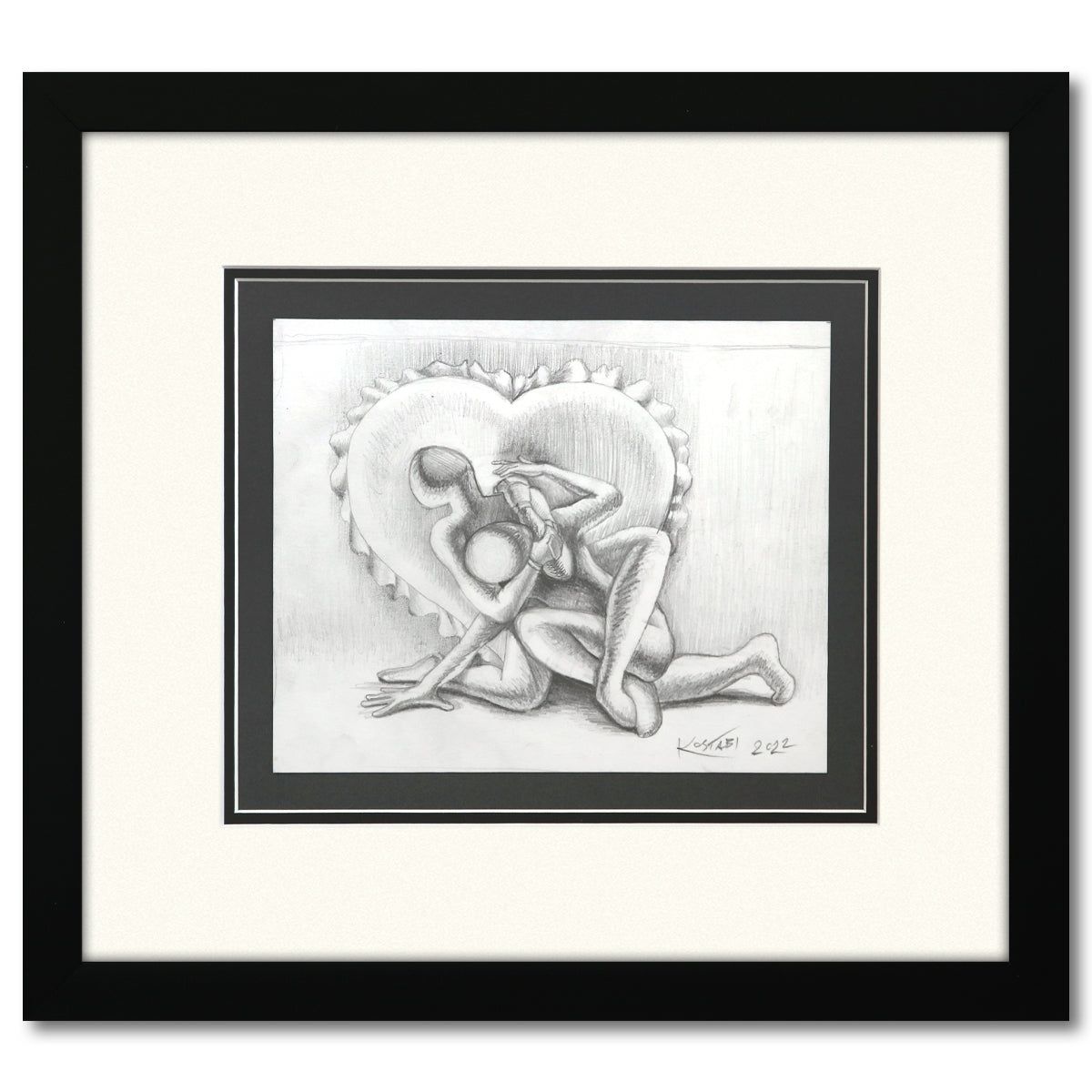 Mark Kostabi- Original Drawing on Paper "Squeeze Play"