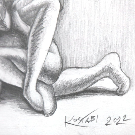 Mark Kostabi- Original Drawing on Paper "Squeeze Play"