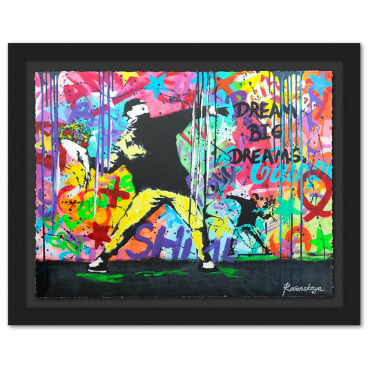Nastya Rovenskaya- Original Mixed Media on Deckle Edge Paper "Throwing Flowers"