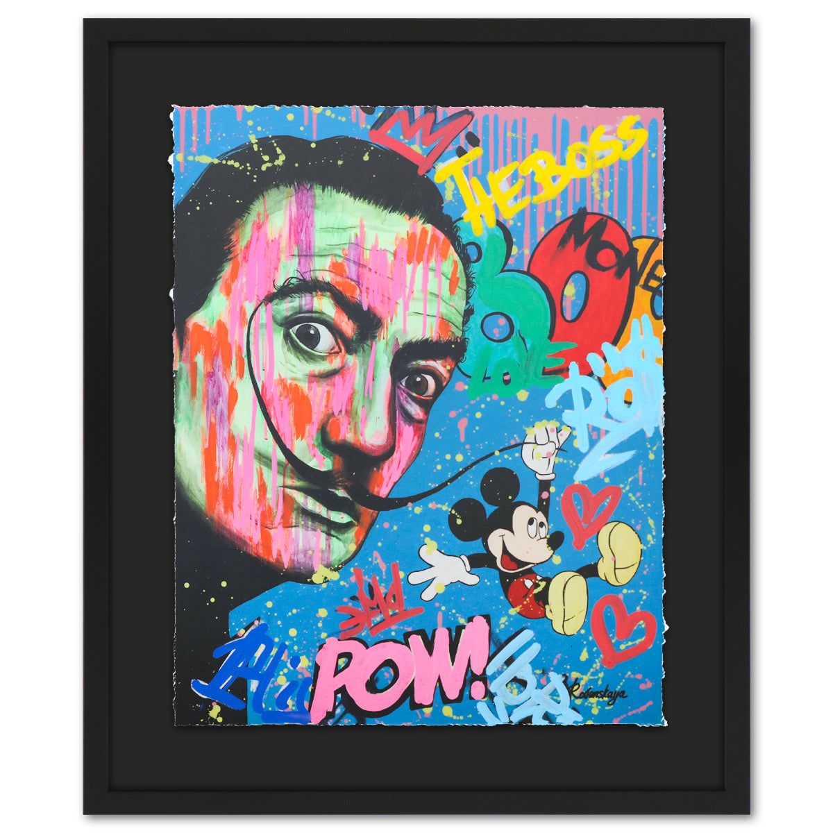 Nastya Rovenskaya- Original Mixed Media on Deckle Edge Paper "Playing His Mustache"