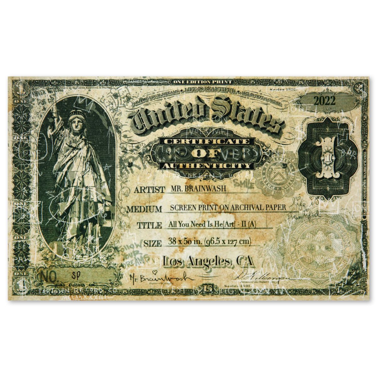 Mr Brainwash- Silkcreen on Paper "All You Need Is He[Art], 2022"