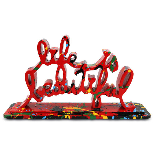 Mr Brainwash- Acrylic Dipped and Splashed Cast Resin Sculpture in Plexiglass Enclosure "Life Is Beautiful - Dipped Red Splash, 2020"