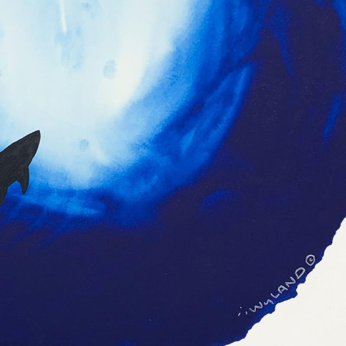 Wyland- Original Watercolor Painting on Deckle Edge Paper "Deep Sea Shark"