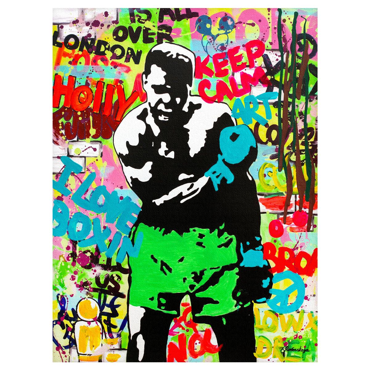 Nastya Rovenskaya- Original Mixed Media on Canvas "Muhammad Ali"