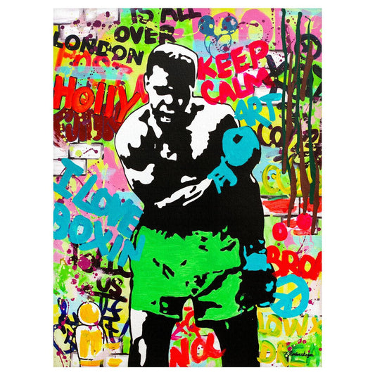 Nastya Rovenskaya- Original Mixed Media on Canvas "Muhammad Ali"