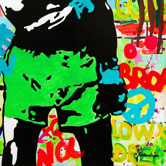 Nastya Rovenskaya- Original Mixed Media on Canvas "Muhammad Ali"