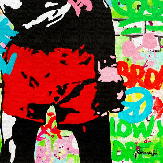 Nastya Rovenskaya- Original Mixed Media on Canvas "Muhammad Ali"