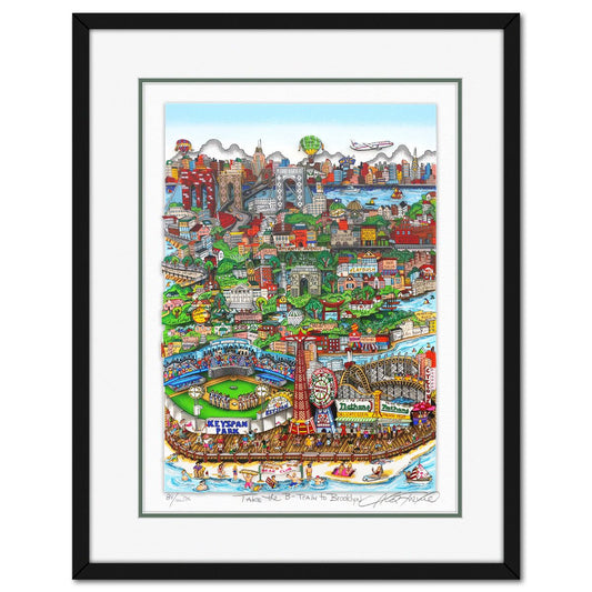 Charles Fazzino- 3D Construction Silkscreen Serigraph "Take the B-Train to Brooklyn"
