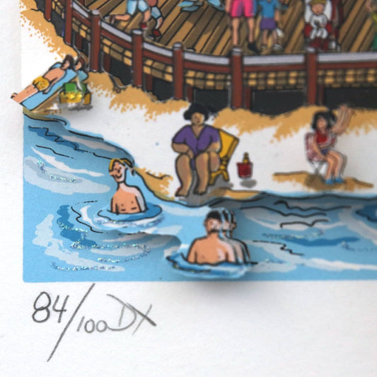 Charles Fazzino- 3D Construction Silkscreen Serigraph "Take the B-Train to Brooklyn"