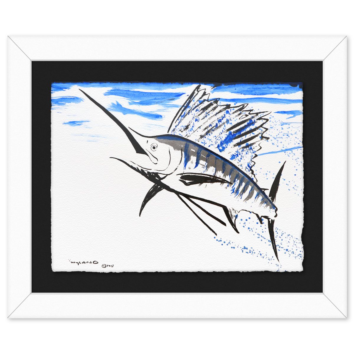 Wyland- Original Sumi Ink Painting "Sail Fish"