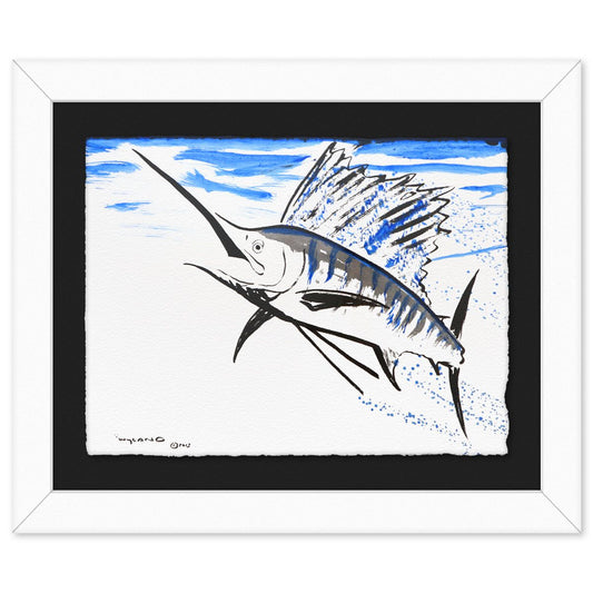 Wyland- Original Sumi Ink Painting "Sail Fish"