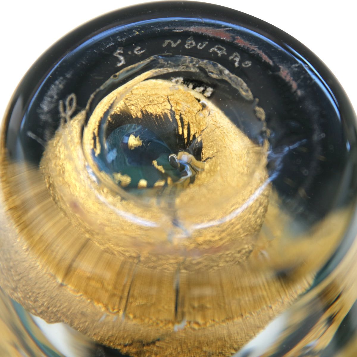 Jean-Claude Novaro- Handmade Glass "3 Layer Vase Blue & Gold"