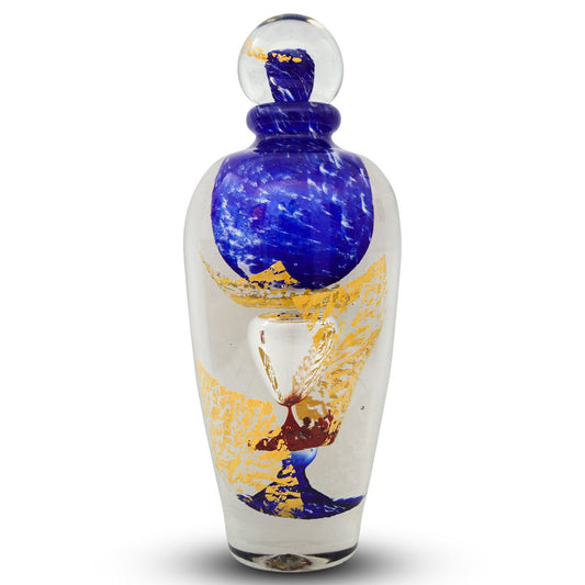 Jean-Claude Novaro- Handmade Glass "Large 3-Layer Gold, Blue & Red"