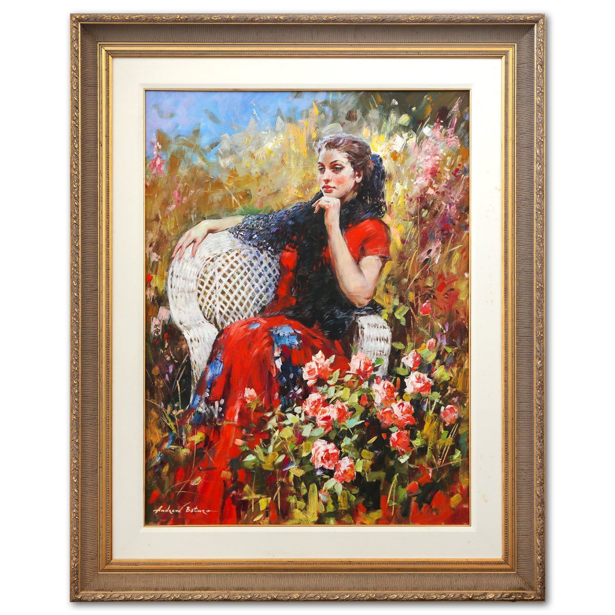 Andres Baturo- Original Oil on Canvas "Black Lace Shawl"