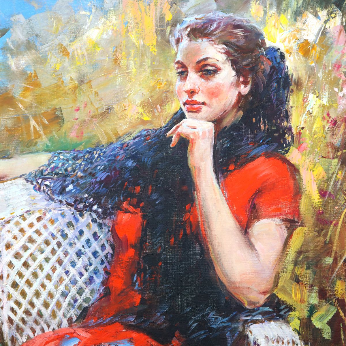 Andres Baturo- Original Oil on Canvas "Black Lace Shawl"