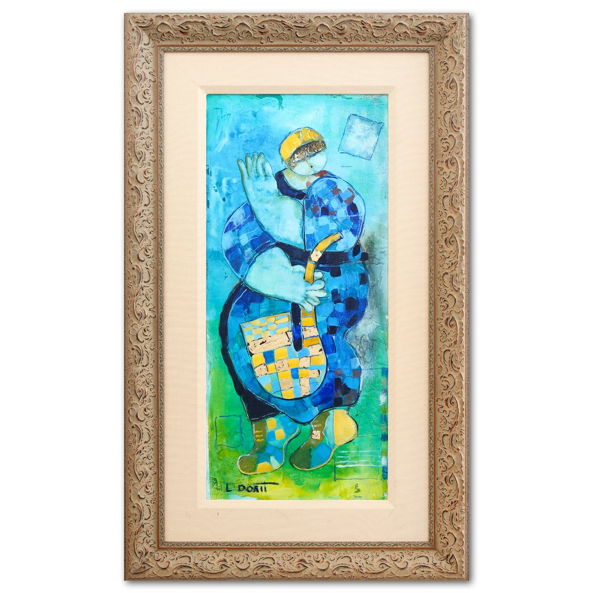Dorit Levy- Original Mixed Media on Paper "Saxophonist"
