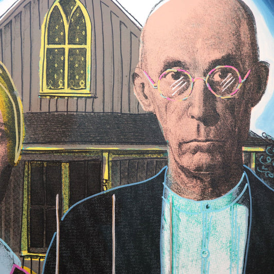 Steve Kaufman- Hand Embellish Limited Edition Silkcreen "American Gothic"
