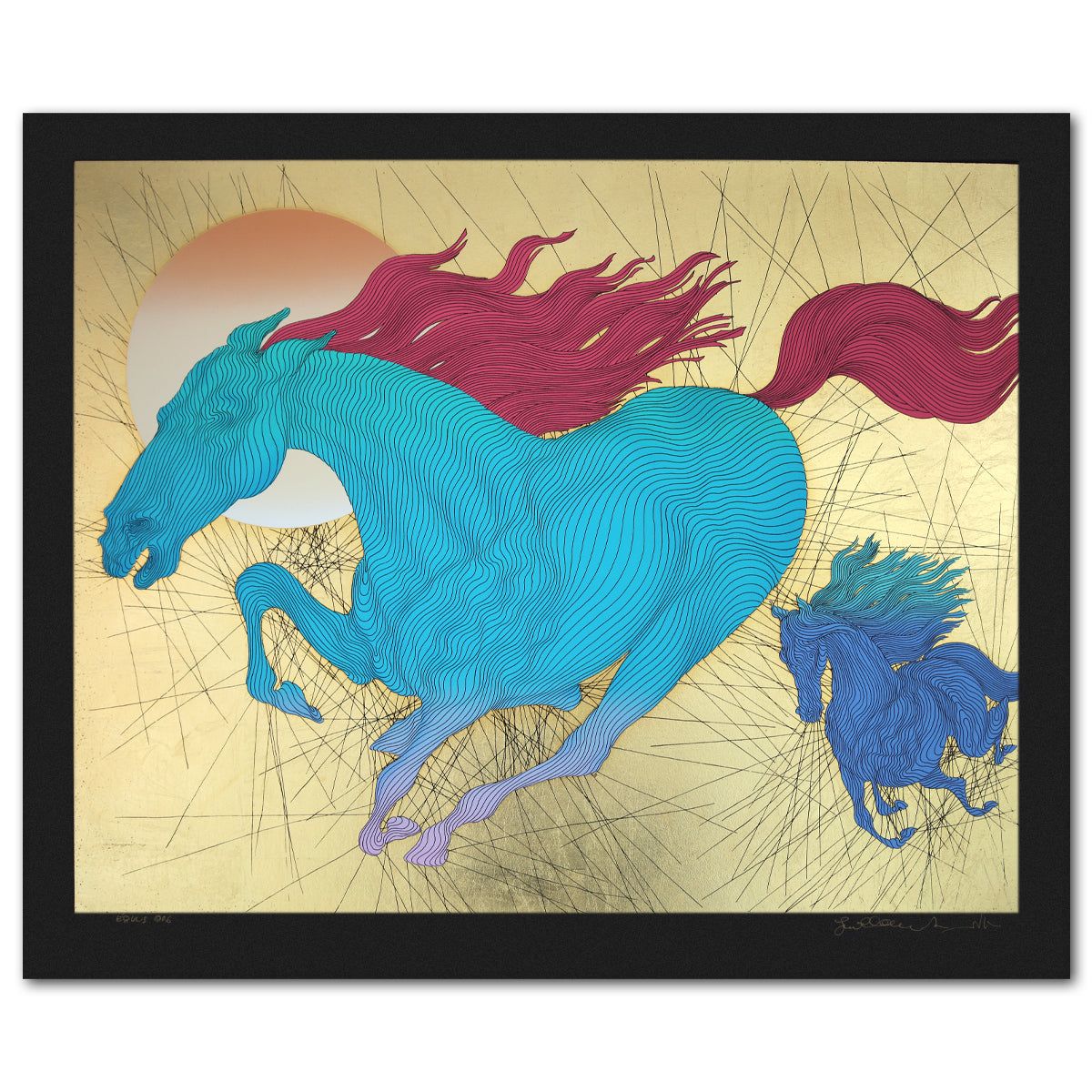 Guillaume Azoulay- Gold Leaf Serigraph "Equus"