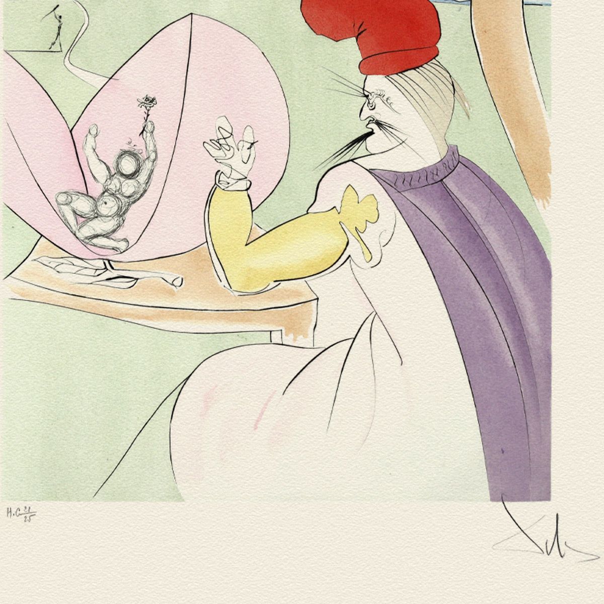 Salvador Dali- Etching "Momotaro"