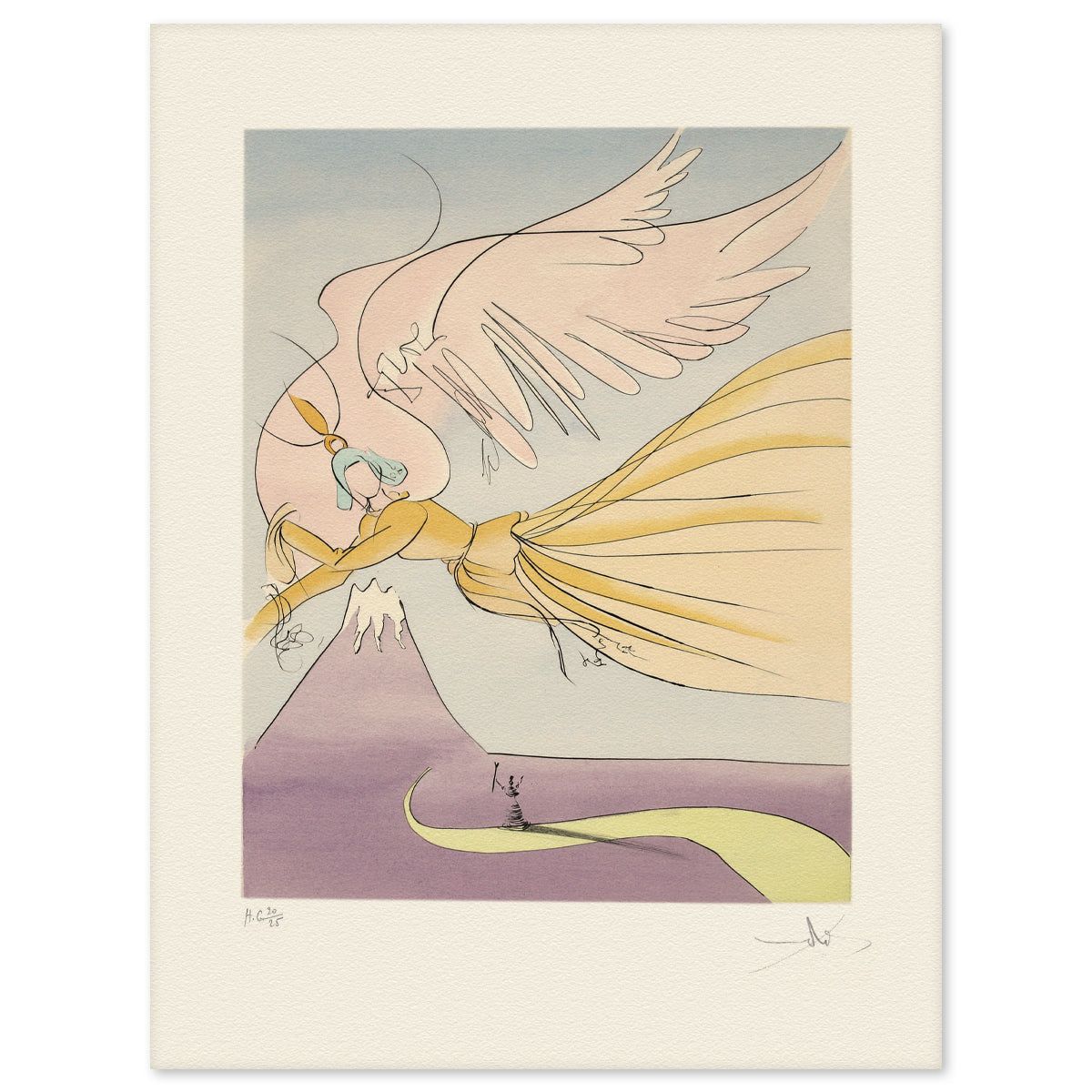 Salvador Dali- Etching "Hagoromo- The Robe of Feathers"
